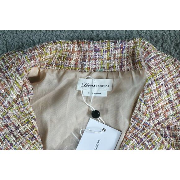 New Lovers and Friends Womens M Pink Rainbow Cropped Jacket Revolve Button Up - Picture 4 of 8